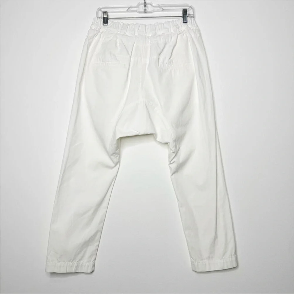 Bassike Cotton Tapered Drop Crotch White Pants Size 2/Medium - Picture 5 of 8